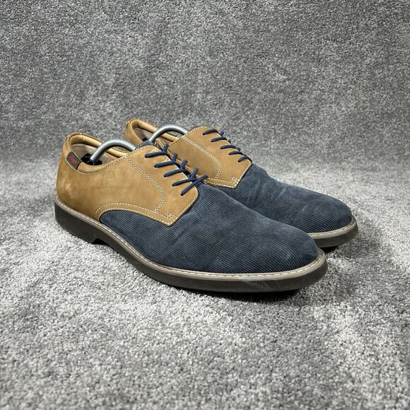 Bass Piedmont Men's Sz 11.5 Blue Brown Suede Corduroy Comfort Oxford Shoes Used - Picture 2 of 11